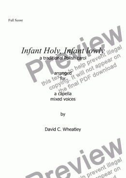 page one of Infant Holy, infant lowly for mixed voices (a capella SATB)