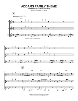 page one of The Addams Family Theme (Guitar Ensemble)