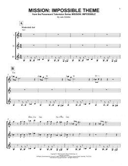 page one of Mission: Impossible Theme (Guitar Ensemble)