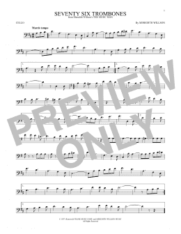 page one of Seventy Six Trombones (Cello Solo)