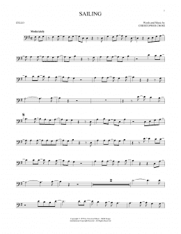 page one of Sailing (Cello Solo)