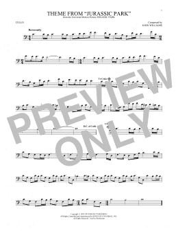 page one of Theme From Jurassic Park (Cello Solo)