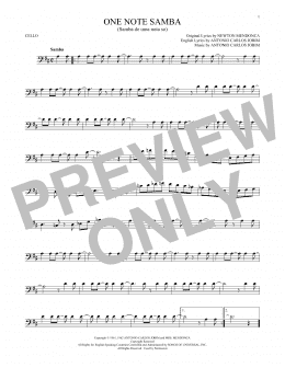 page one of One Note Samba (Samba De Uma Nota So) (Cello Solo)