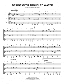 page one of Bridge Over Troubled Water (Guitar Ensemble)