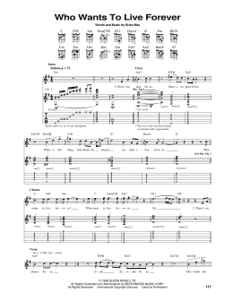 page one of Who Wants To Live Forever (Guitar Tab)