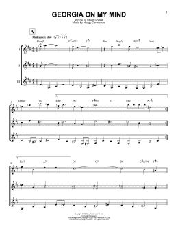 page one of Georgia On My Mind (Guitar Ensemble)