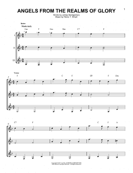 page one of Angels From The Realms Of Glory (Guitar Ensemble)