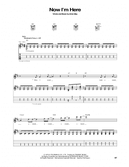 page one of Now I'm Here (Guitar Tab)