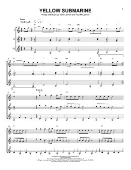 page one of Yellow Submarine (Guitar Ensemble)