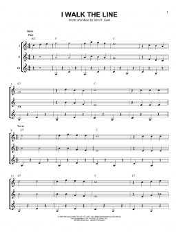 page one of I Walk The Line (Guitar Ensemble)