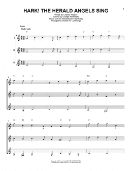 page one of Hark! The Herald Angels Sing (Guitar Ensemble)