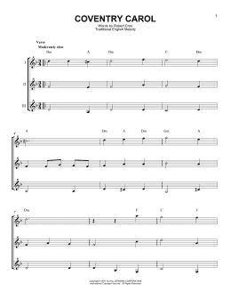page one of Coventry Carol (Guitar Ensemble)