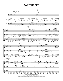 page one of Day Tripper (Guitar Ensemble)
