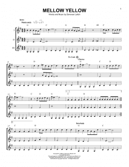 page one of Mellow Yellow (Guitar Ensemble)