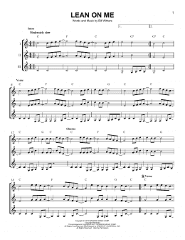 page one of Lean On Me (Guitar Ensemble)