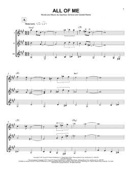 page one of All Of Me (Guitar Ensemble)
