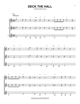 page one of Deck The Hall (Guitar Ensemble)