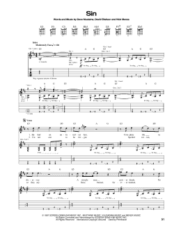 page one of Sin (Guitar Tab)