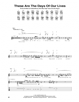 page one of These Are The Days Of Our Lives (Guitar Tab)