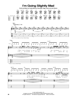 page one of I'm Going Slightly Mad (Guitar Tab)
