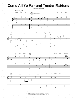 page one of Come All Ye Fair And Tender Maidens (Solo Guitar)