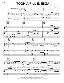 page one of I Took A Pill In Ibiza (Piano, Vocal & Guitar Chords (Right-Hand Melody))