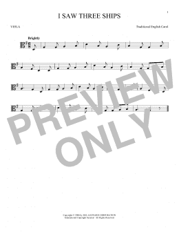 page one of I Saw Three Ships (Viola Solo)