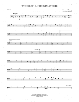 page one of Wonderful Christmastime (Cello Solo)
