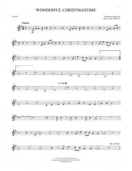 page one of Wonderful Christmastime (Violin Solo)