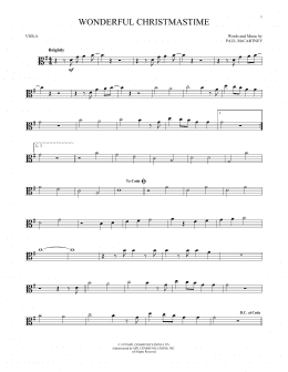 page one of Wonderful Christmastime (Viola Solo)