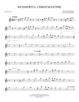 page one of Wonderful Christmastime (Alto Sax Solo)