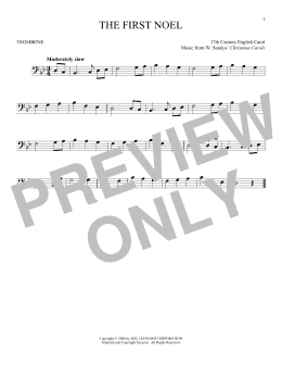page one of The First Noel (Trombone Solo)