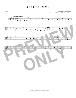 page one of The First Noel (Viola Solo)