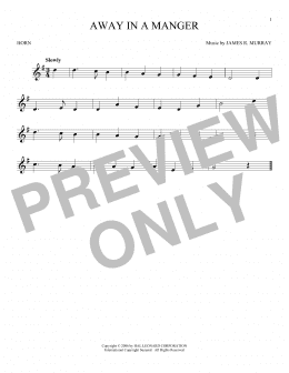 page one of Away In A Manger (French Horn Solo)