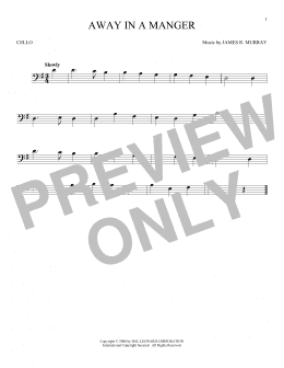page one of Away In A Manger (Cello Solo)