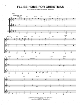 page one of I'll Be Home For Christmas (Guitar Ensemble)
