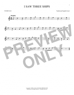 page one of I Saw Three Ships (Tenor Sax Solo)