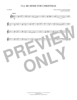 page one of I'll Be Home For Christmas (Clarinet Solo)