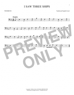 page one of I Saw Three Ships (Trombone Solo)