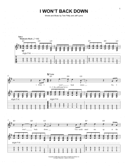 page one of I Won't Back Down (Easy Guitar Tab)