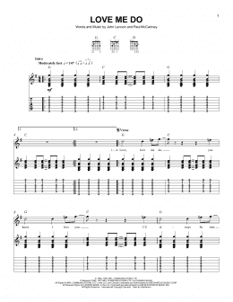 page one of Love Me Do (Easy Guitar Tab)