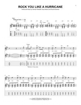 page one of Rock You Like A Hurricane (Easy Guitar Tab)