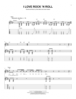 page one of I Love Rock 'N Roll (Easy Guitar Tab)