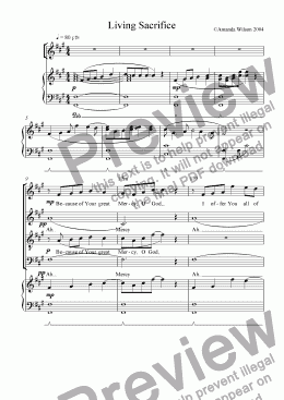 page one of Living Sacrifice (SATB)