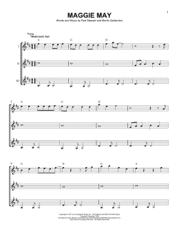 page one of Maggie May (Guitar Ensemble)