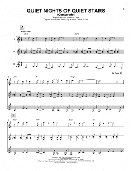 page one of Quiet Nights Of Quiet Stars (Corcovado) (Guitar Ensemble)