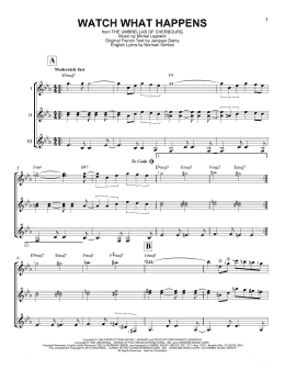 page one of Watch What Happens (Guitar Ensemble)
