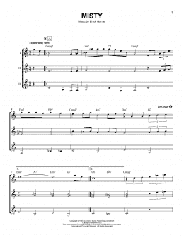 page one of Misty (Guitar Ensemble)