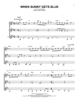 page one of When Sunny Gets Blue (Guitar Ensemble)