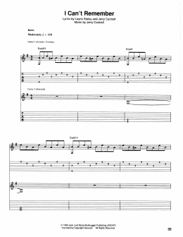 page one of I Can't Remember (Guitar Tab)